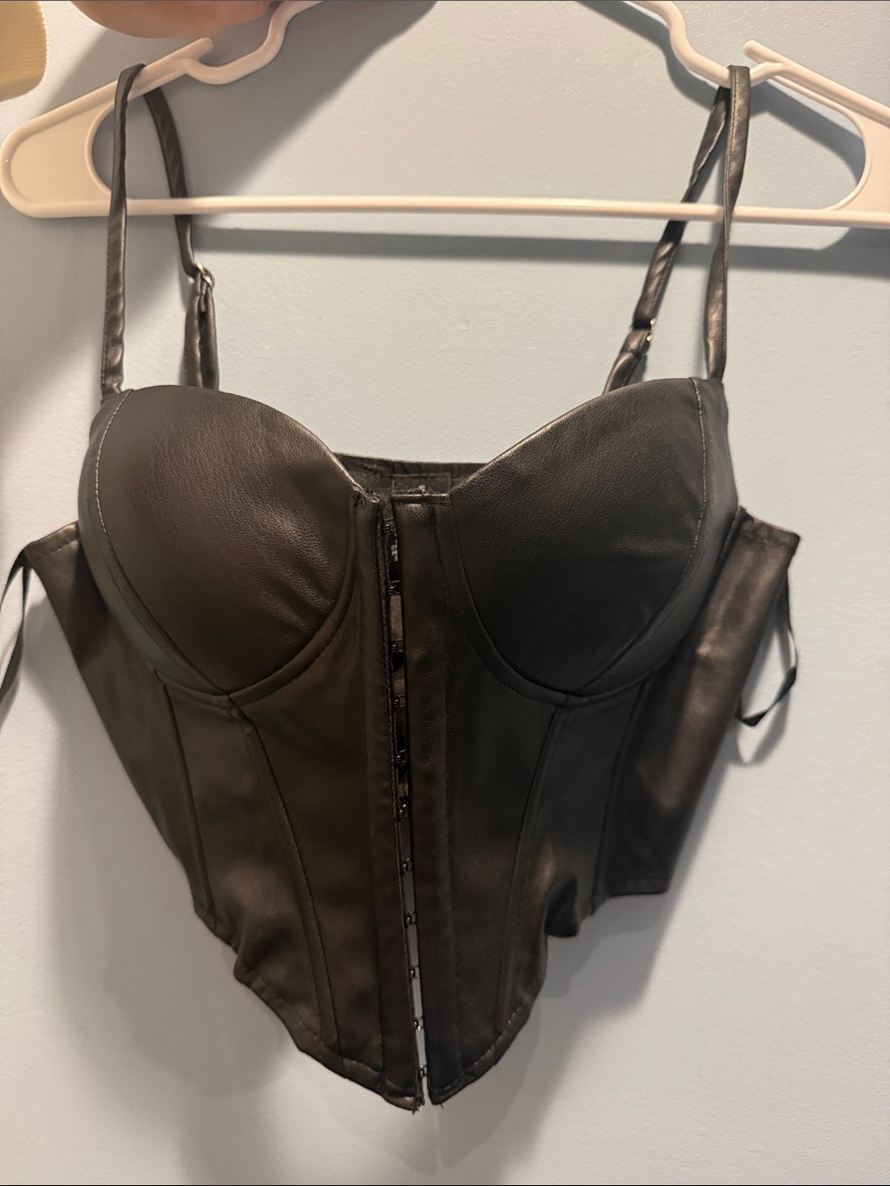 Windsor Black Faux Leather Corset Top
